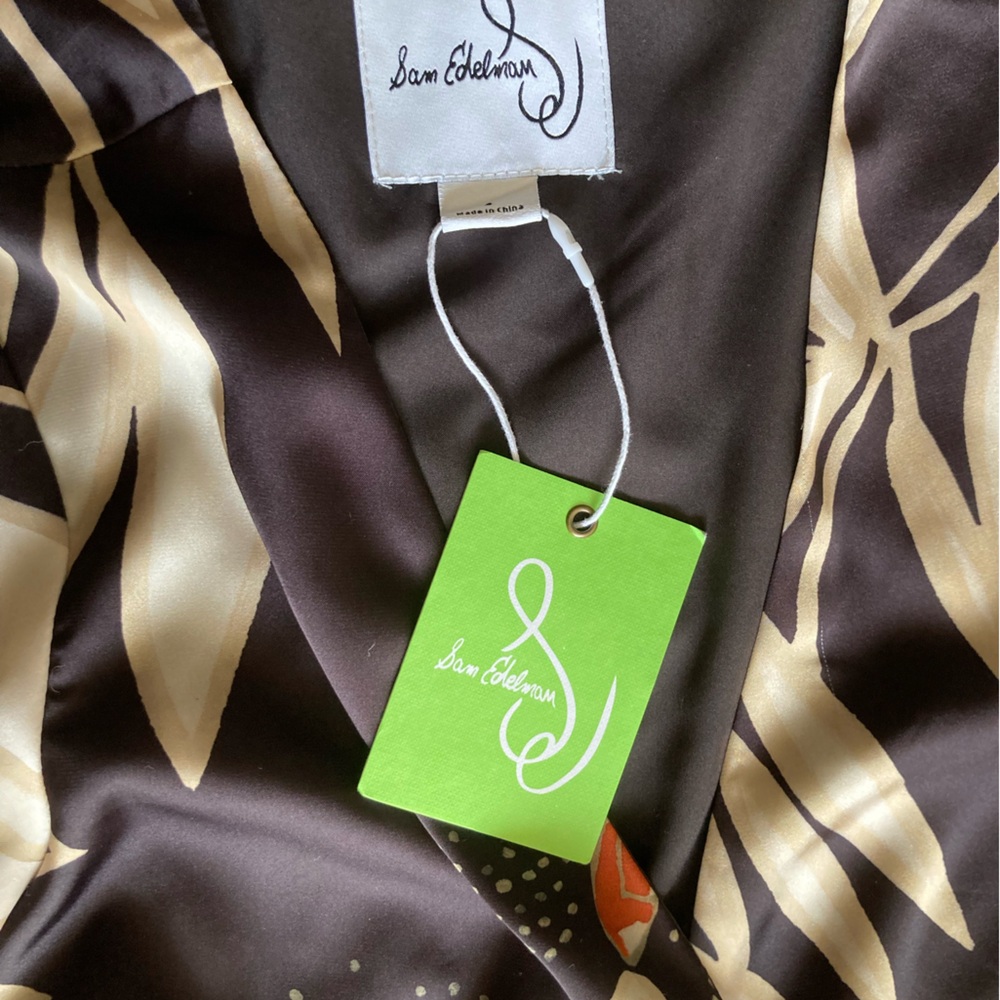 Sam Edelman Floral Satin Wrap Robe Kimono Cover-Up Black Cream Size 4 NWT - Picture 7 of 15
